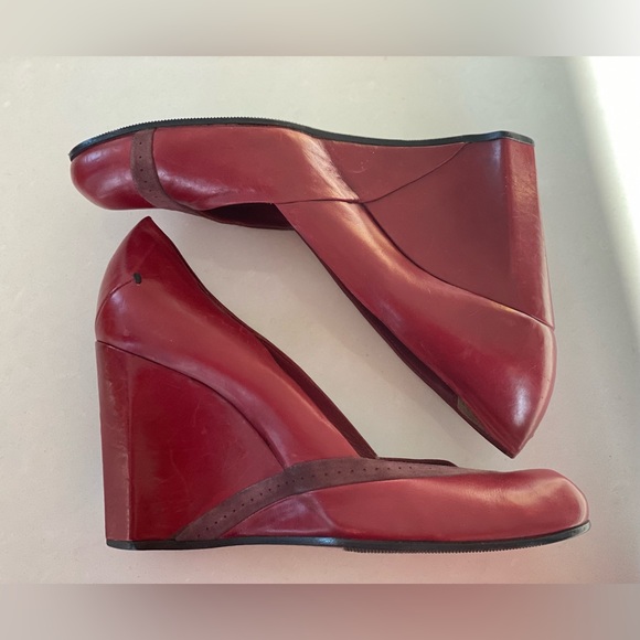 Costume National Red Leather Wedge Size 39.5 - Picture 5 of 6